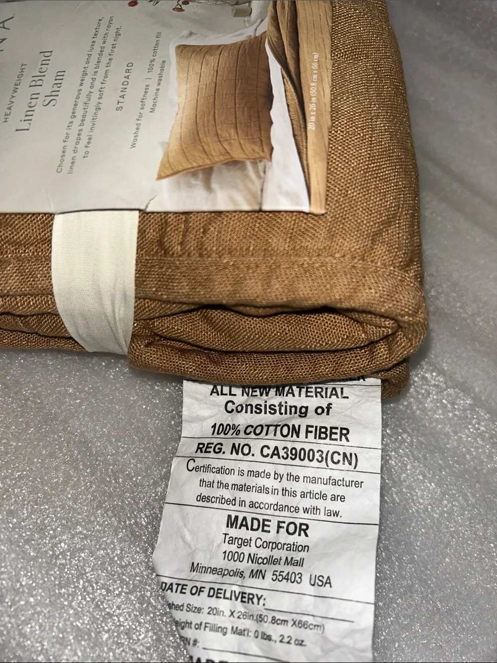 Casaluna Set of 2 Standard Warm Brown Heavyweight Linen Blend Shams 20” x 26”